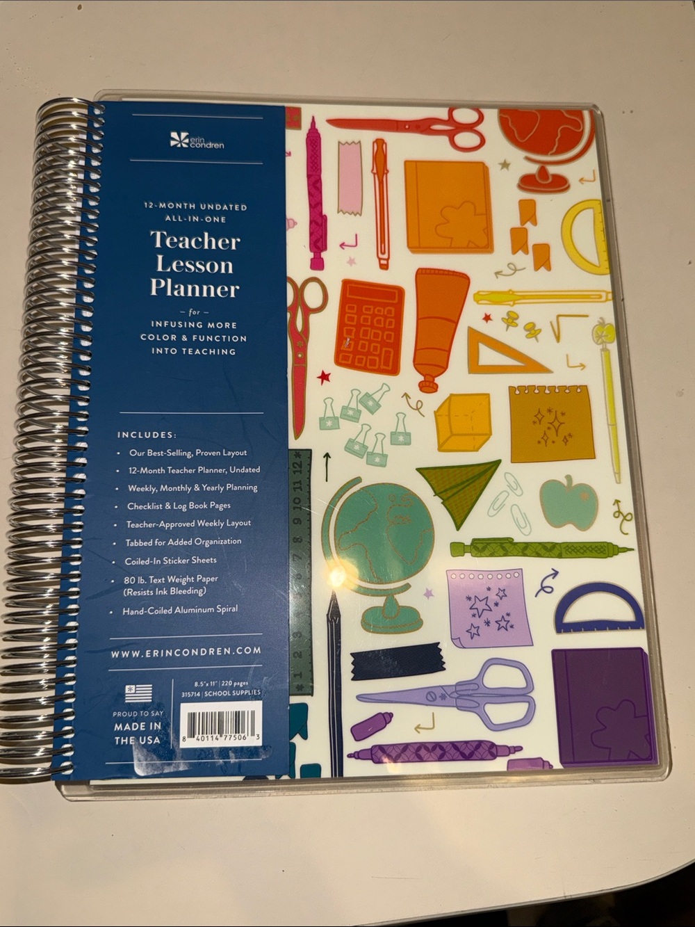 Erin Condren 12 month Undated All -IN-One Teacher Lesson Planner Brand New